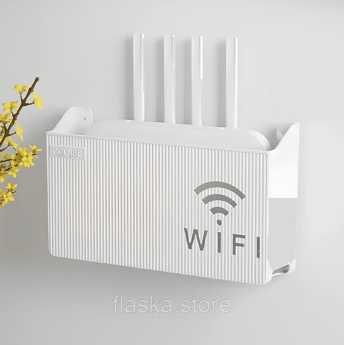 Полиця-підставка для Wi-Fi роутера COLNSE, настінна, 24,5×14×6 см, біла