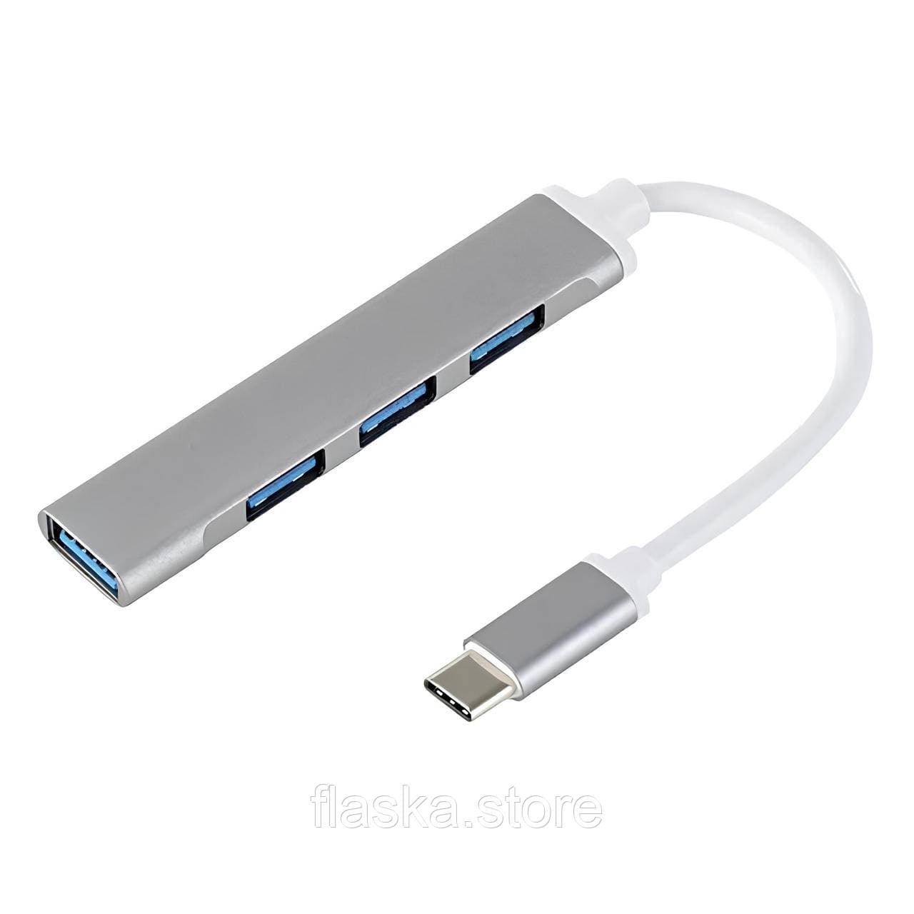 Розгалужувач USB Type-C на 4-порти (USB 3.0 + USB 2.0), сірий