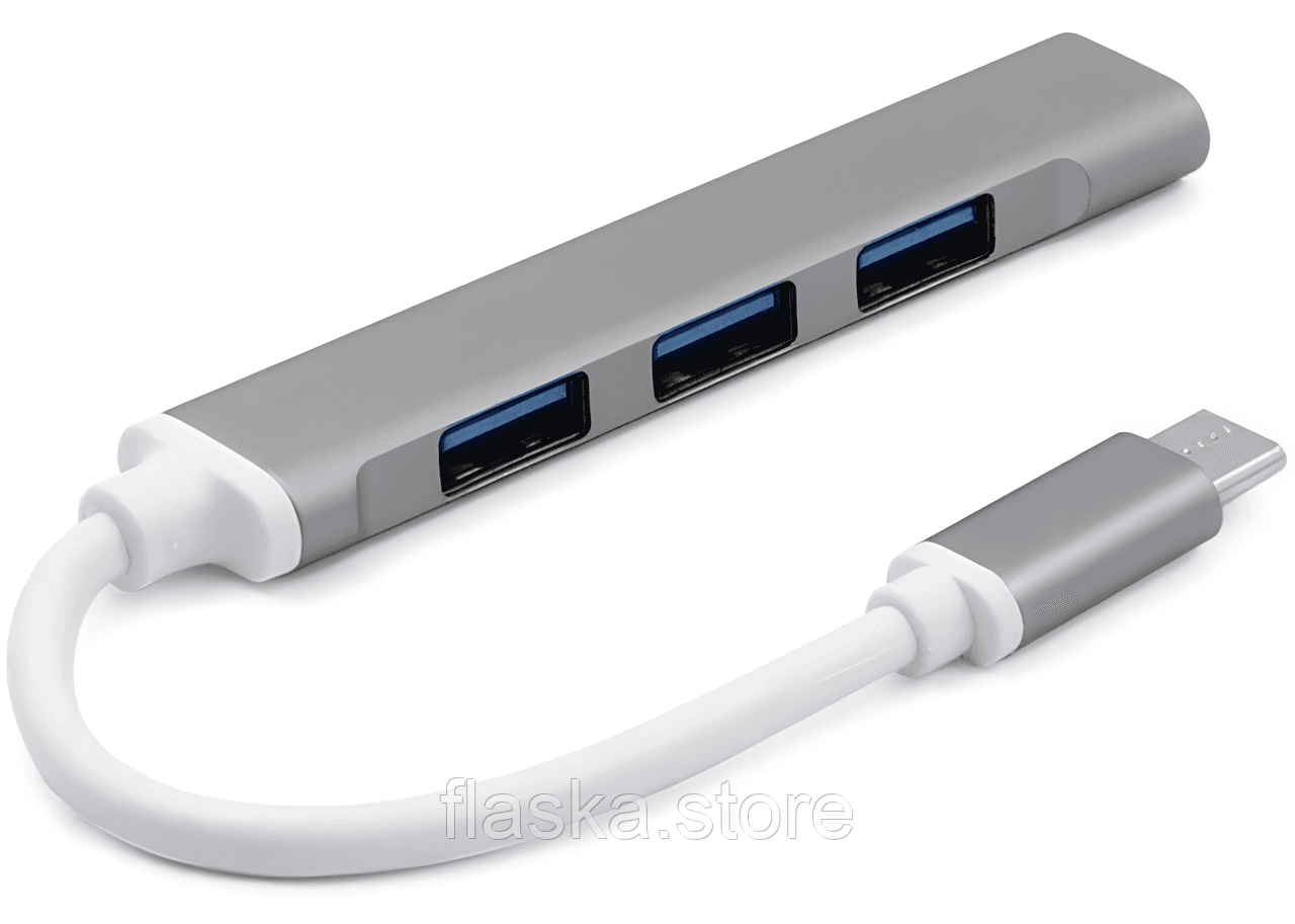 Розгалужувач USB Type-C на 4-порти (USB 3.0 + USB 2.0), сірий