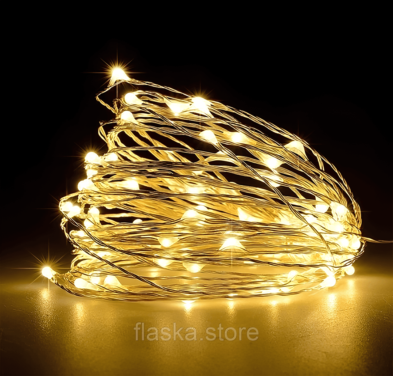 LED Гірлянда 5 м на мідному дроті з USB, тепле біле світло