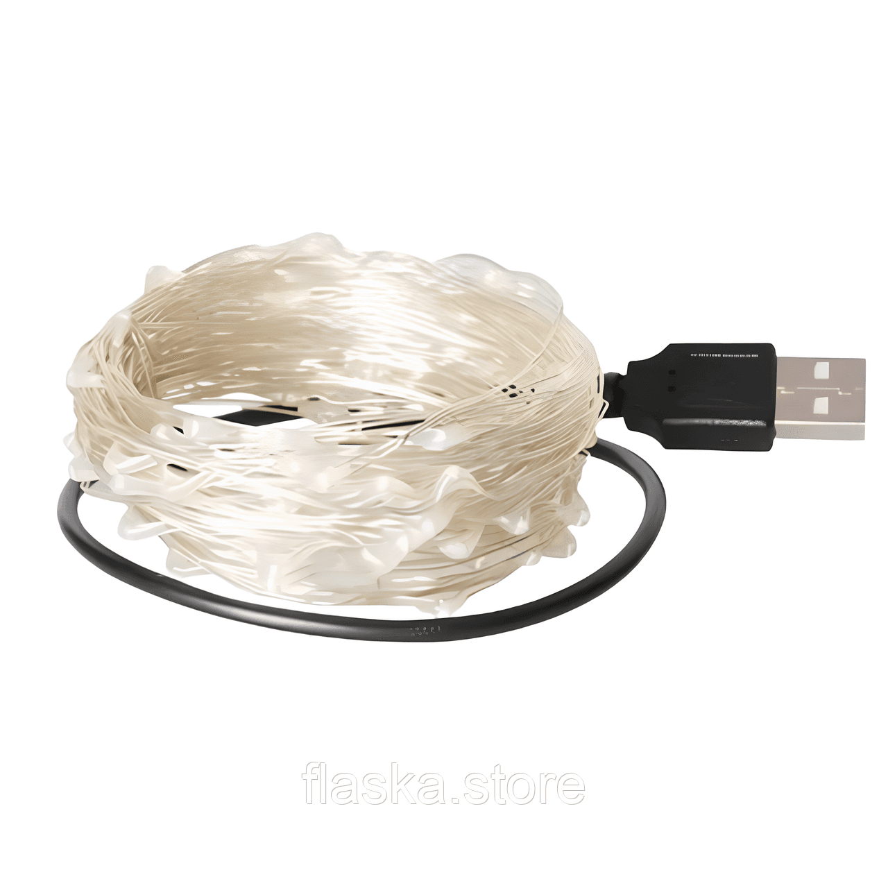 LED Гірлянда 5 м на мідному дроті з USB, тепле біле світло