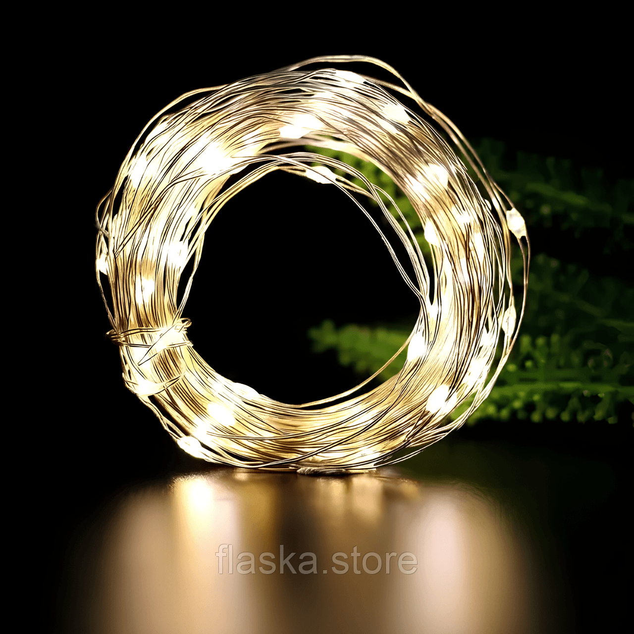 LED Гірлянда 5 м на мідному дроті з USB, тепле біле світло