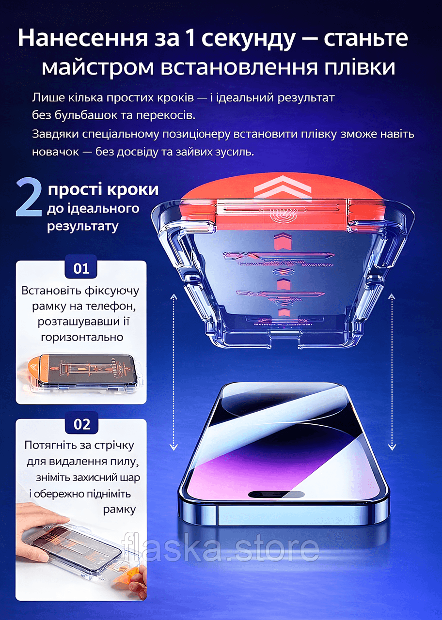 Захисне скло 8K HD для iPhone 15 з системою точного встановлення