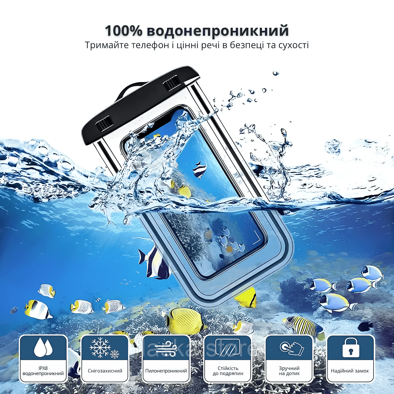 Водонепроникний чохол для смартфона (IPX8)